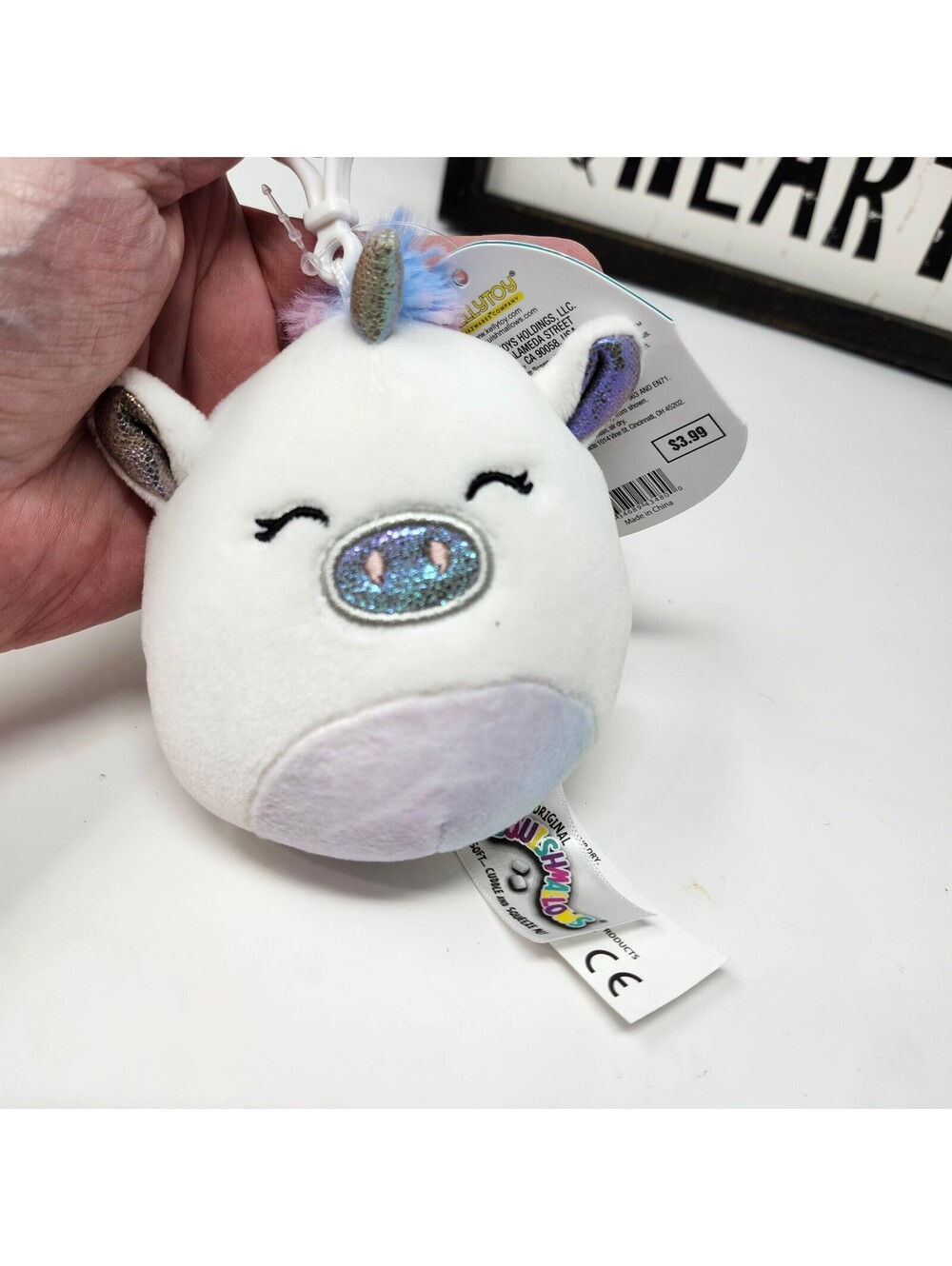 Squishmallows Sofia Unicorn 3.5" Clip-On Plush #220 2019 Pastel Mane w/ Tag
